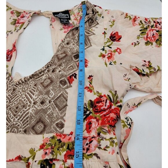 Angie Dress Women Large Flare Short Sleeve Tie Back Floral Print Romper Open - Picture 8 of 11